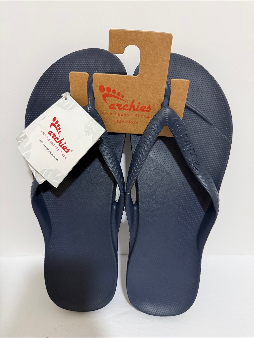 Archies Unisex High Arch Support Thongs - Navy Blue Flip Flops Men’s Size 14